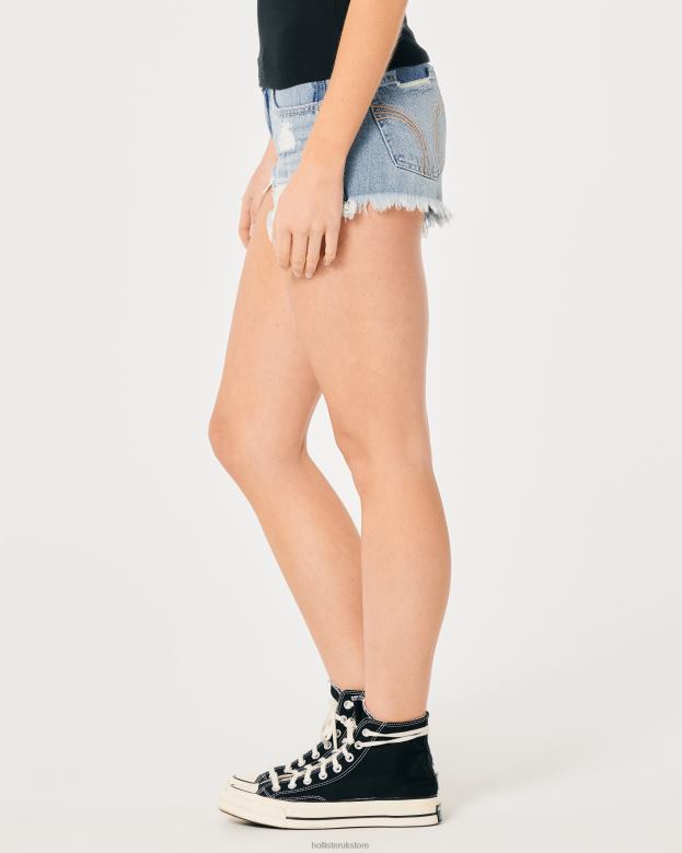 Bottoms Hollister Women Low-Rise Ripped Light Wash Denim Shorts 3\\ 48820543 Light Ripped Wash